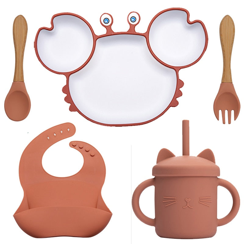 KIT CANGREJO 5 PIEZAS - Utensilios de Mesa para Alimentación Infantil