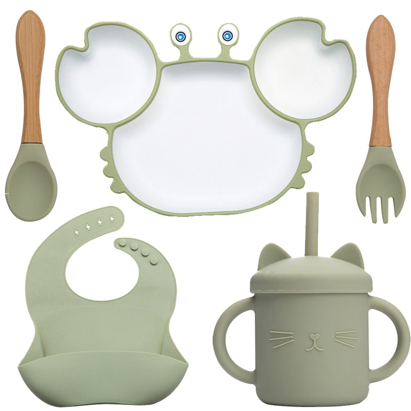 KIT CANGREJO 5 PIEZAS - Utensilios de Mesa para Alimentación Infantil