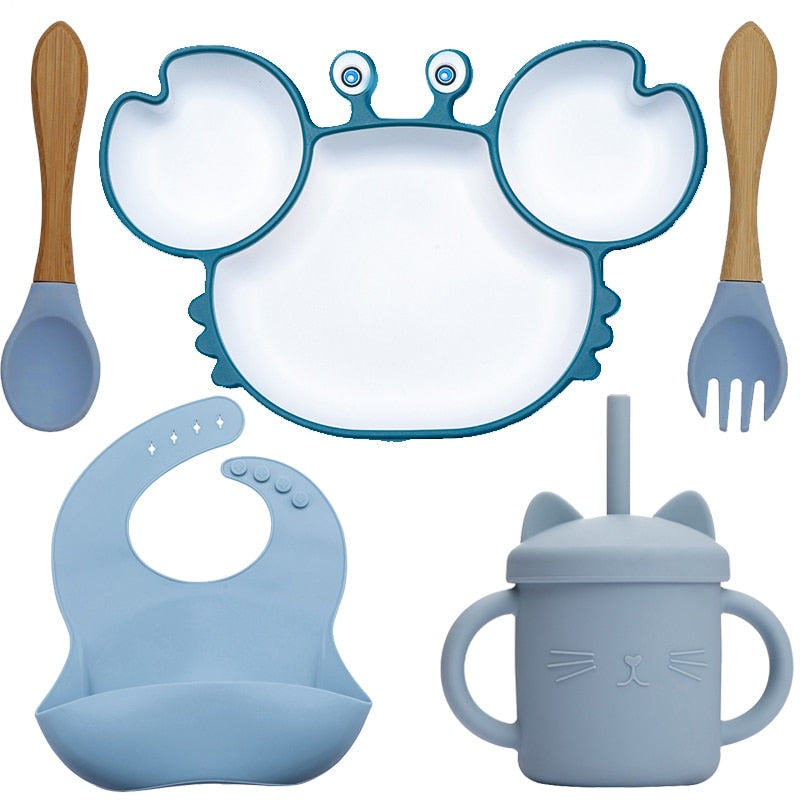 KIT CANGREJO 5 PIEZAS - Utensilios de Mesa para Alimentación Infantil